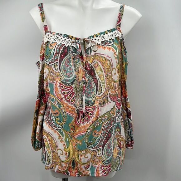 Spense paisley cold shoulder large top - Picture 1 of 5